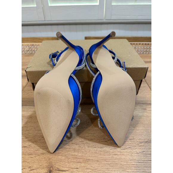Steve Madden Viable Heels Cobalt Blue Rhinestones Bow Design Size 6.5 NIB Dressy - Picture 9 of 12